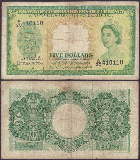 1953 Malaya & British Borneo $5 L001263